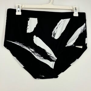 Raisins Curve Womens 20W Zambezi Island Swim Briefs Black White Back Bow Detail